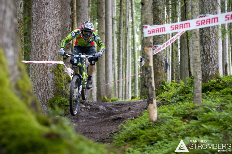 Jérôme Clémentz of France races down stage 1 during the 1st UEC MTB Enduro European Championships in Kirchberg, Tyrol, Austria, on June 21, 2015. Free image for editorial usage only: Photo by Manfred Stromberg