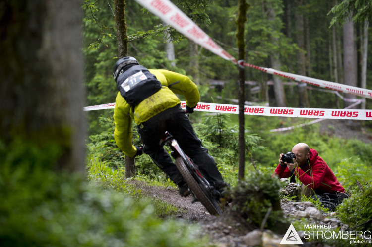 Travor Worsey shooting stage 1 of the 1st UEC MTB Enduro European Championships in Kirchberg, Tyrol, Austria, on June 21, 2015. Free image for editorial usage only: Photo by Manfred Stromberg