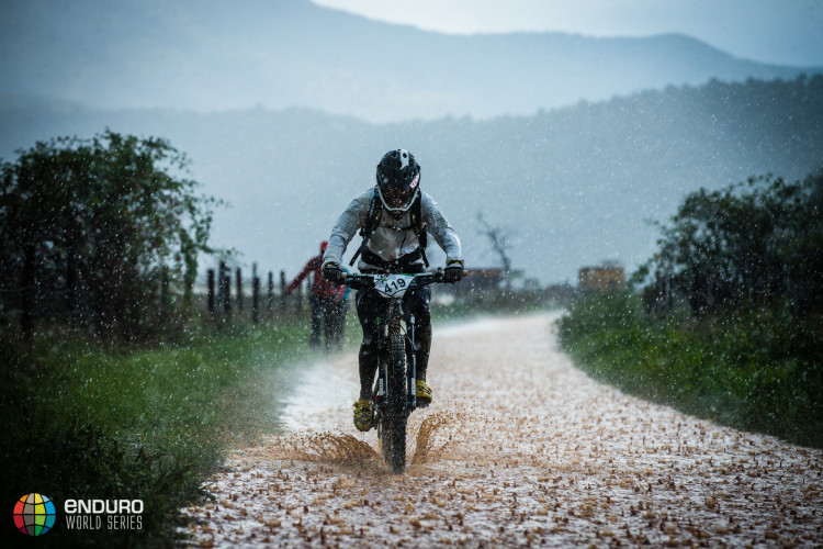 A rider heads back to the town. EWS round 7, Ainsa, Spain. Photo by Matt Wragg.