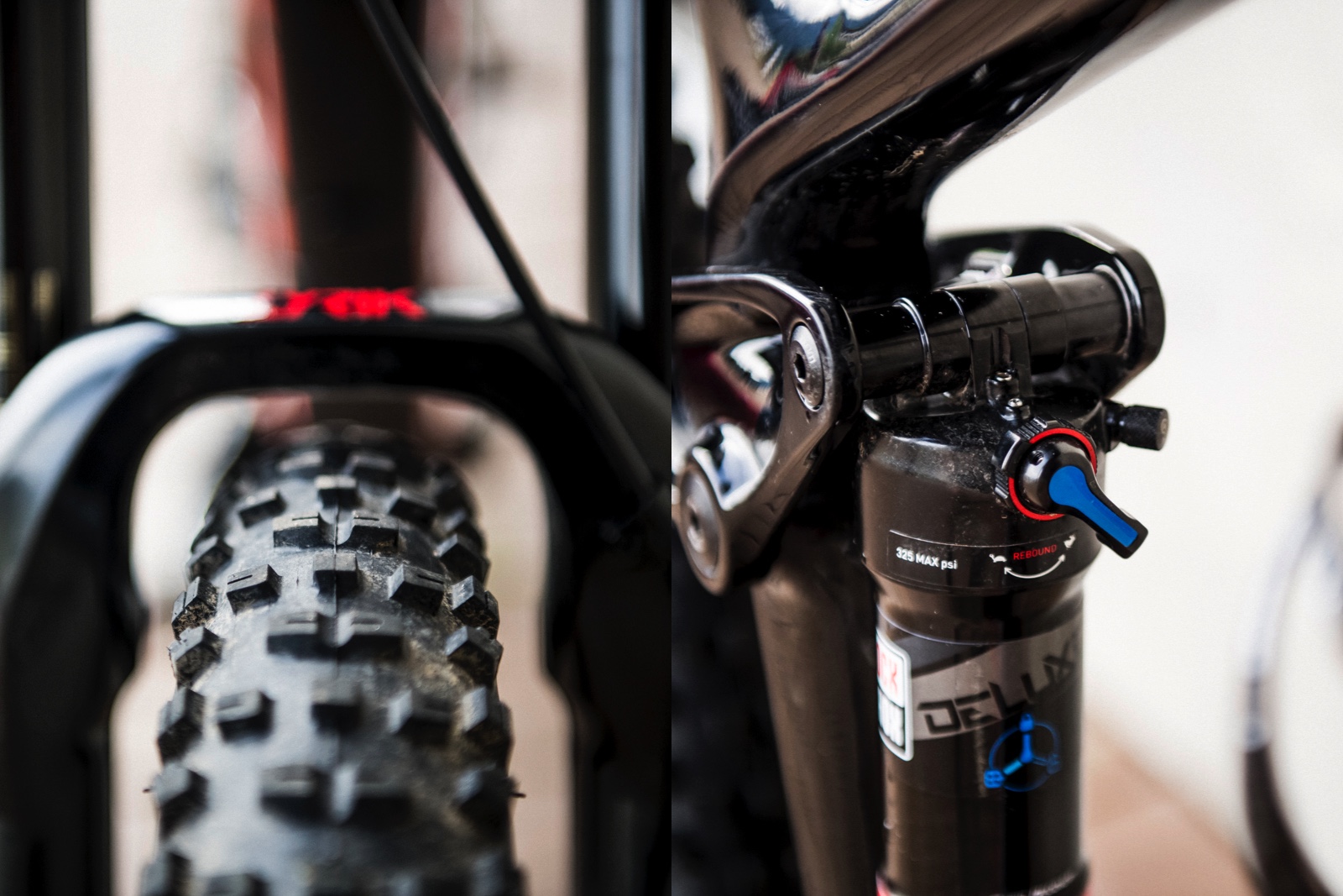 The Remedy is spec'd with RockShox suspension; up front it featured a travel adjust Lyrik with 160mm of travel and out back it had the new metric sized, high volume RockShox Deluxe.